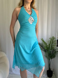 Blue halter midi dress