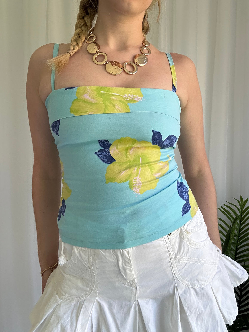 Blue floral cami top