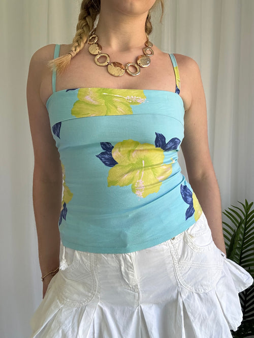 Blue floral cami top
