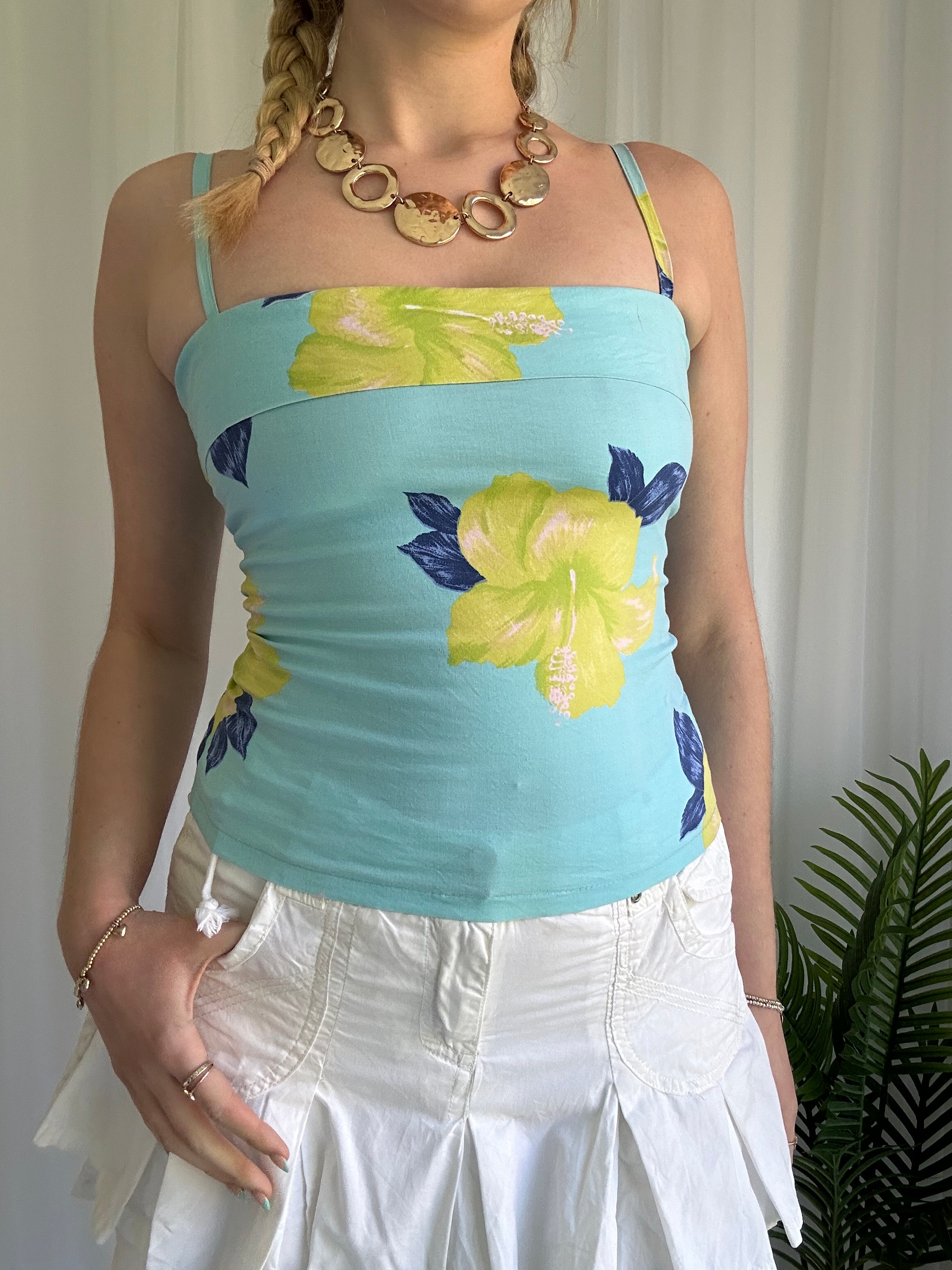 Blue floral cami top