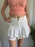 White ruffle cargo mini skirt