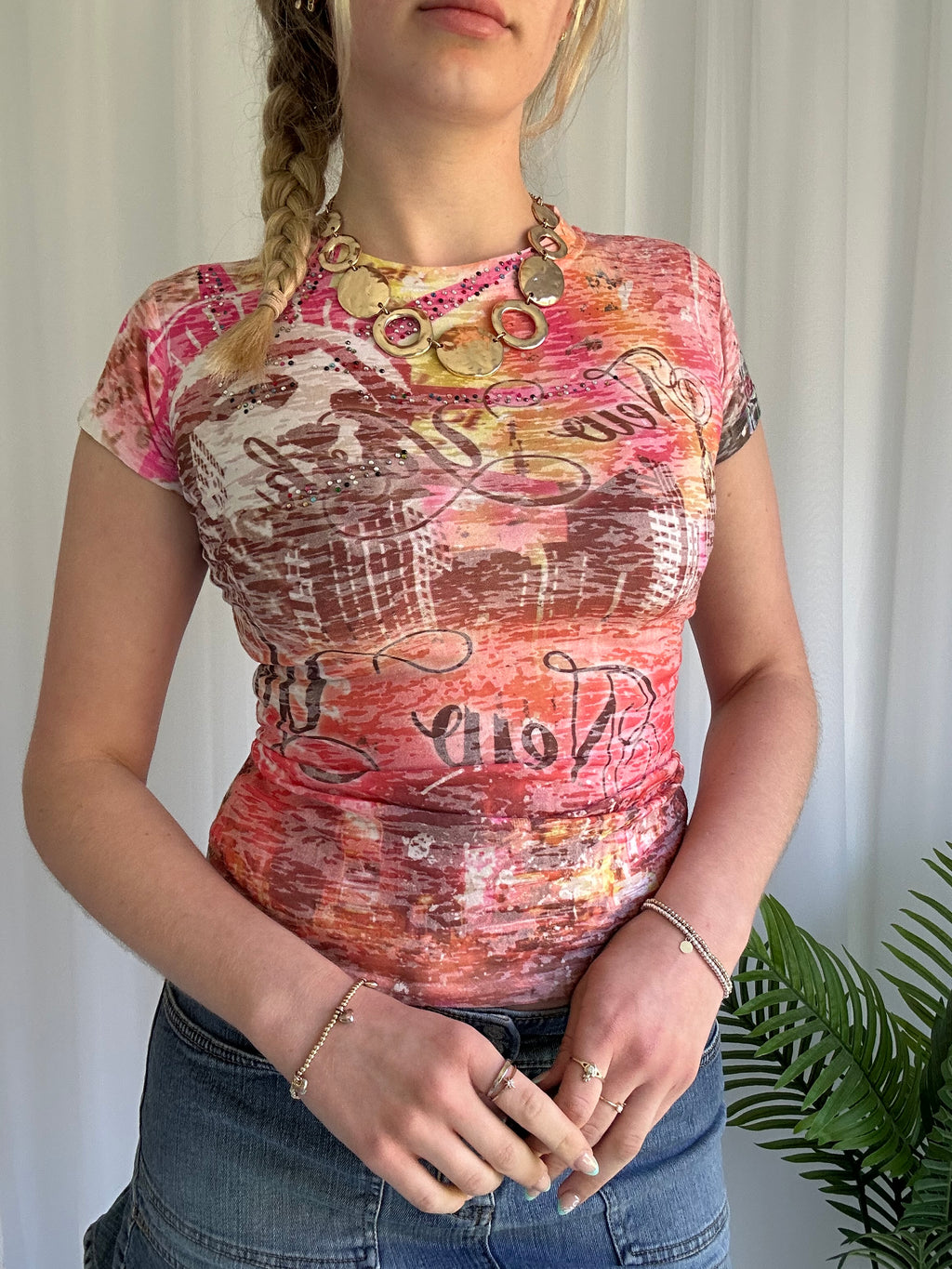 New York pink baby tee