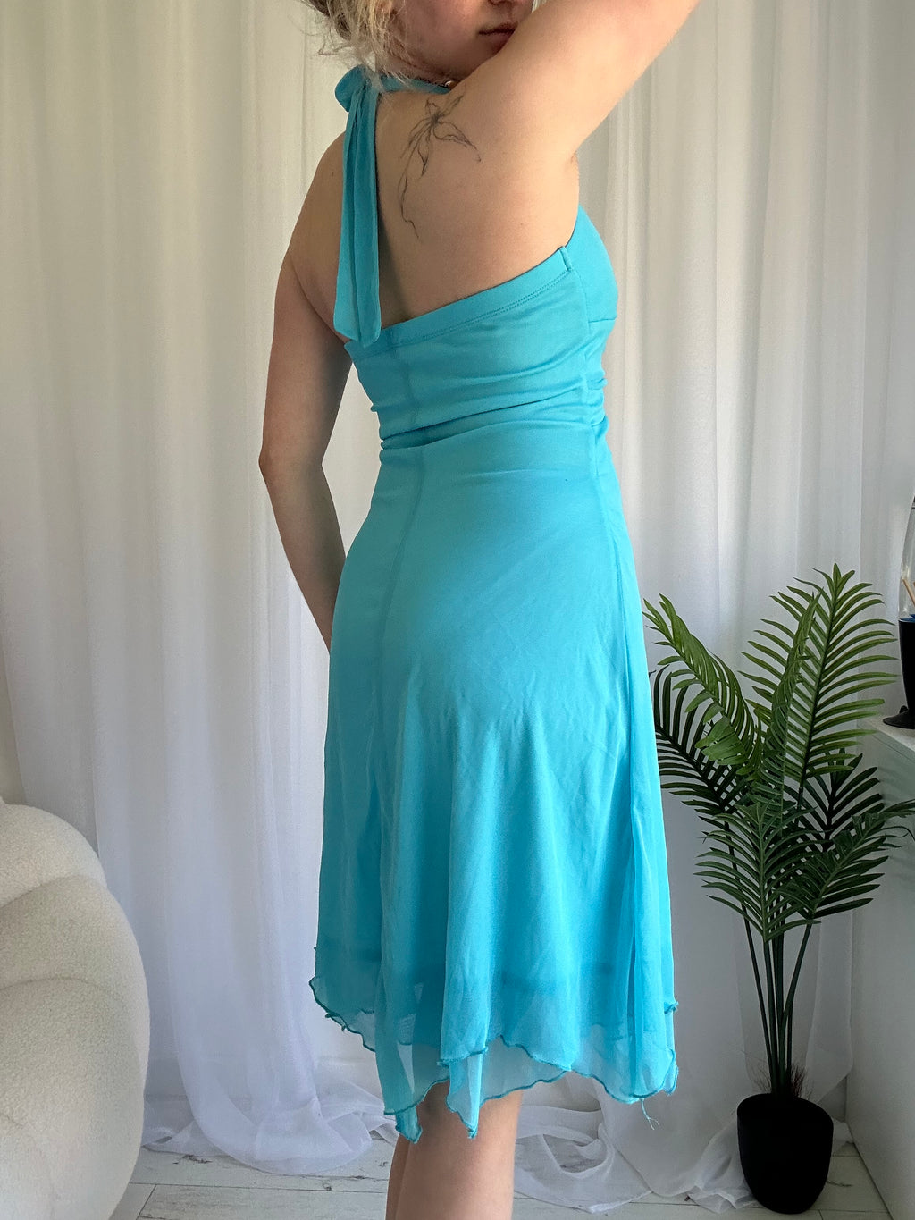 Blue halter midi dress