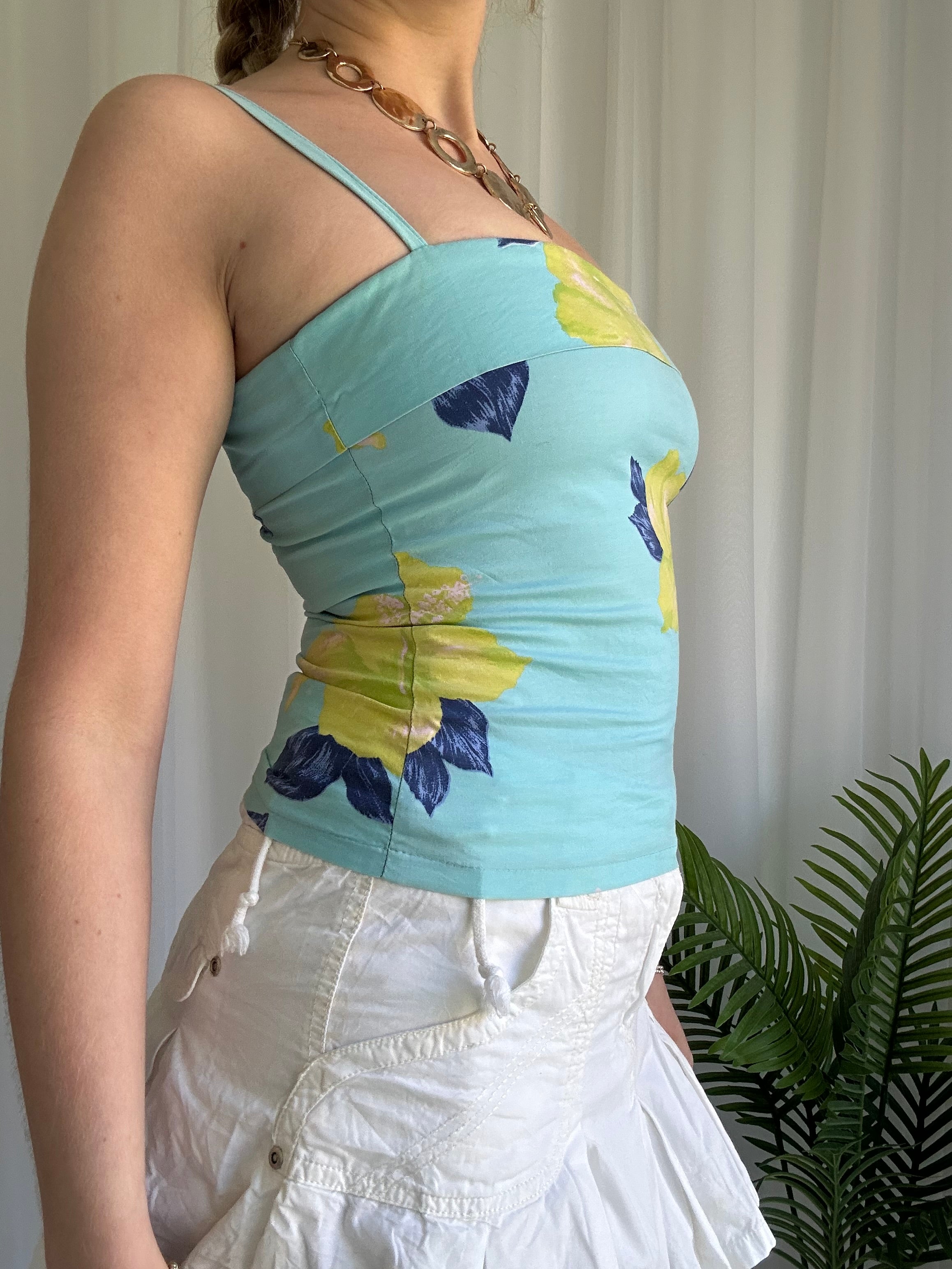 Blue floral cami top