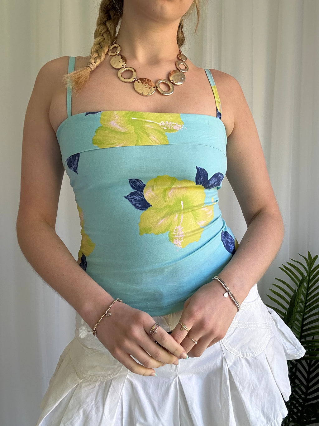 Blue floral cami top