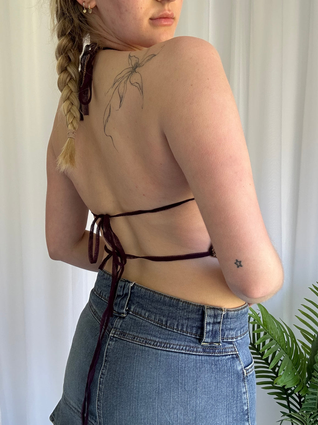 Butterfly beaded halter top
