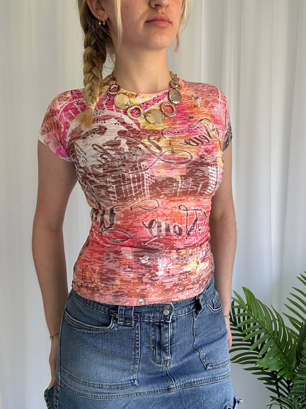 New York pink baby tee