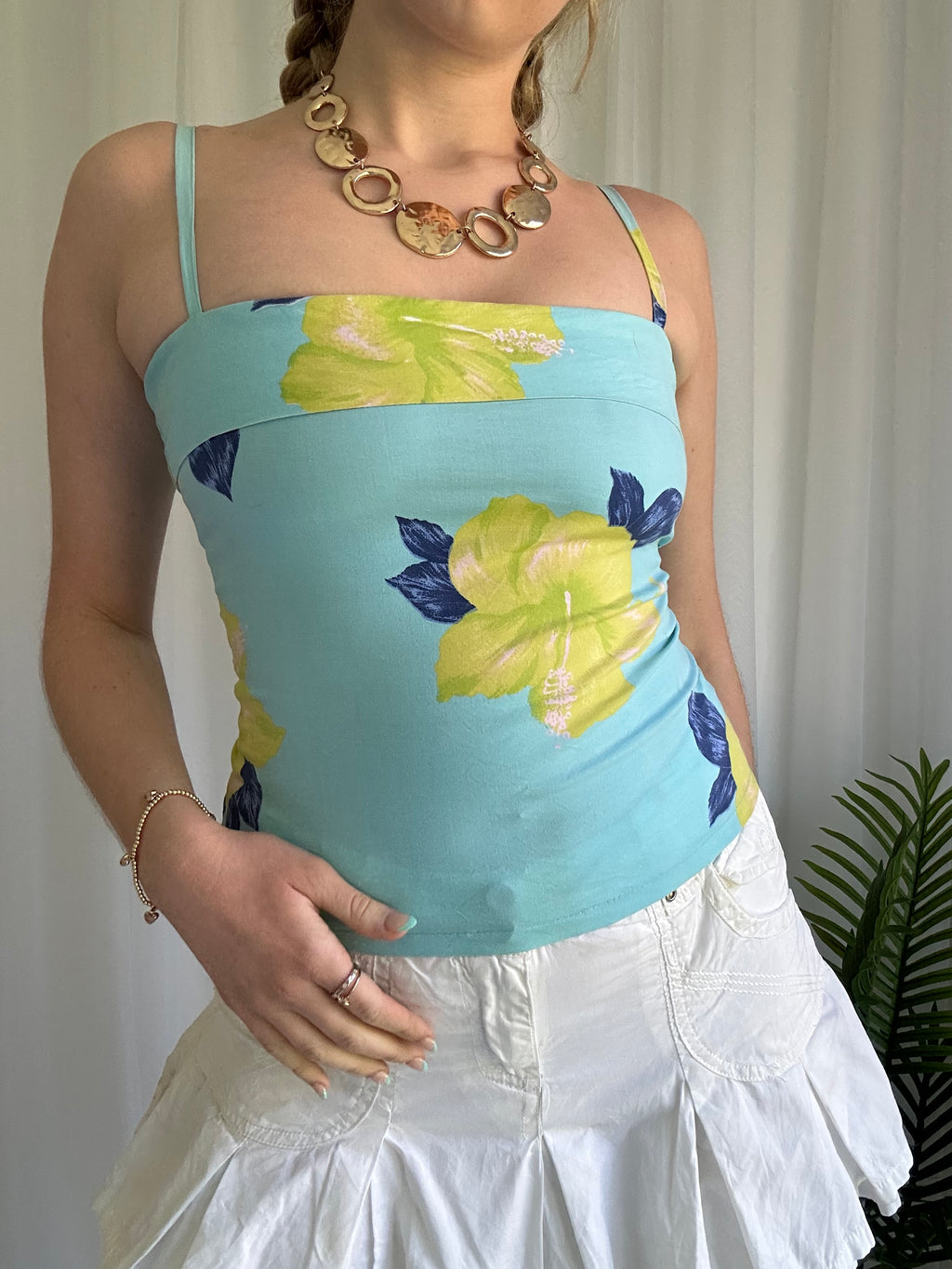Blue floral cami top