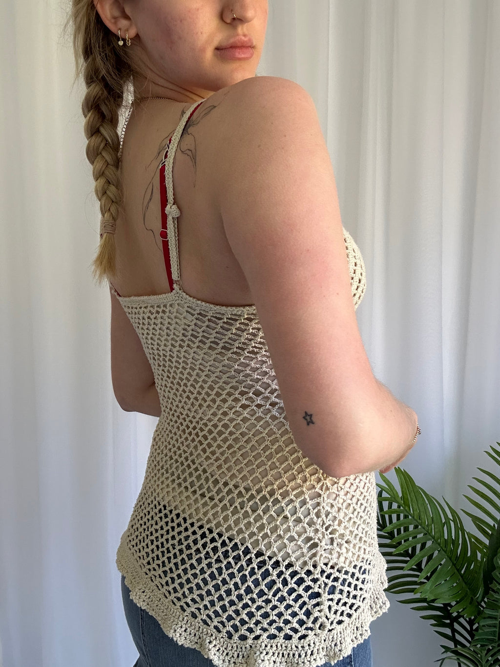 Cream crotchet cami top
