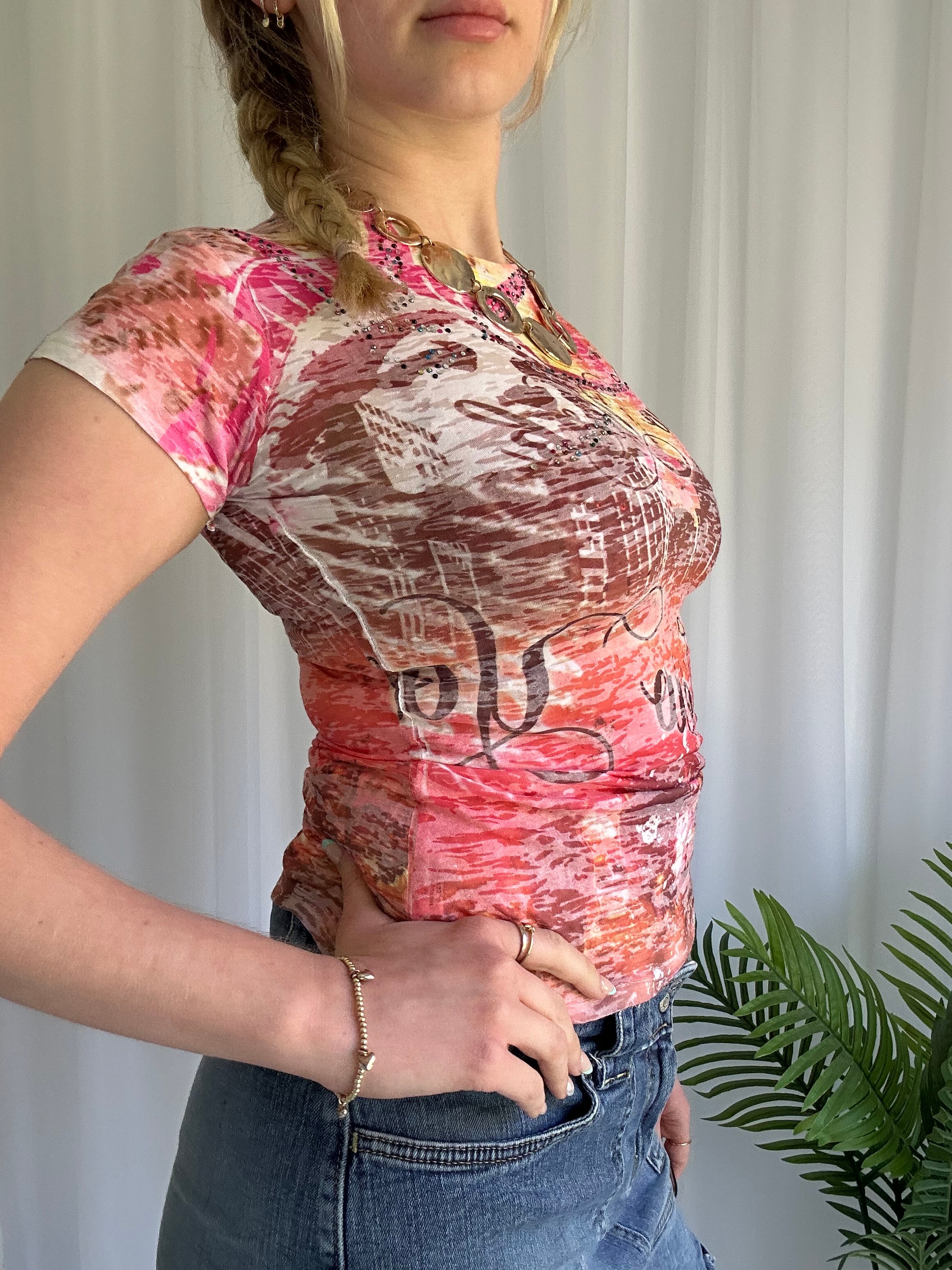 New York pink baby tee